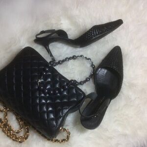 Richard Tyler Black Leather Slingback Fit 8 EUC